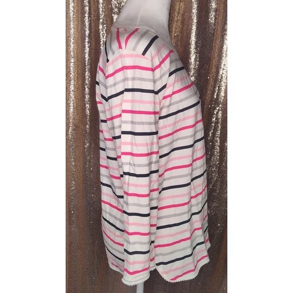 Talbots 3/4 Sleeve Multicolor Nautical Stripes Ball Trim T-shirt Medium - Picture 9 of 9